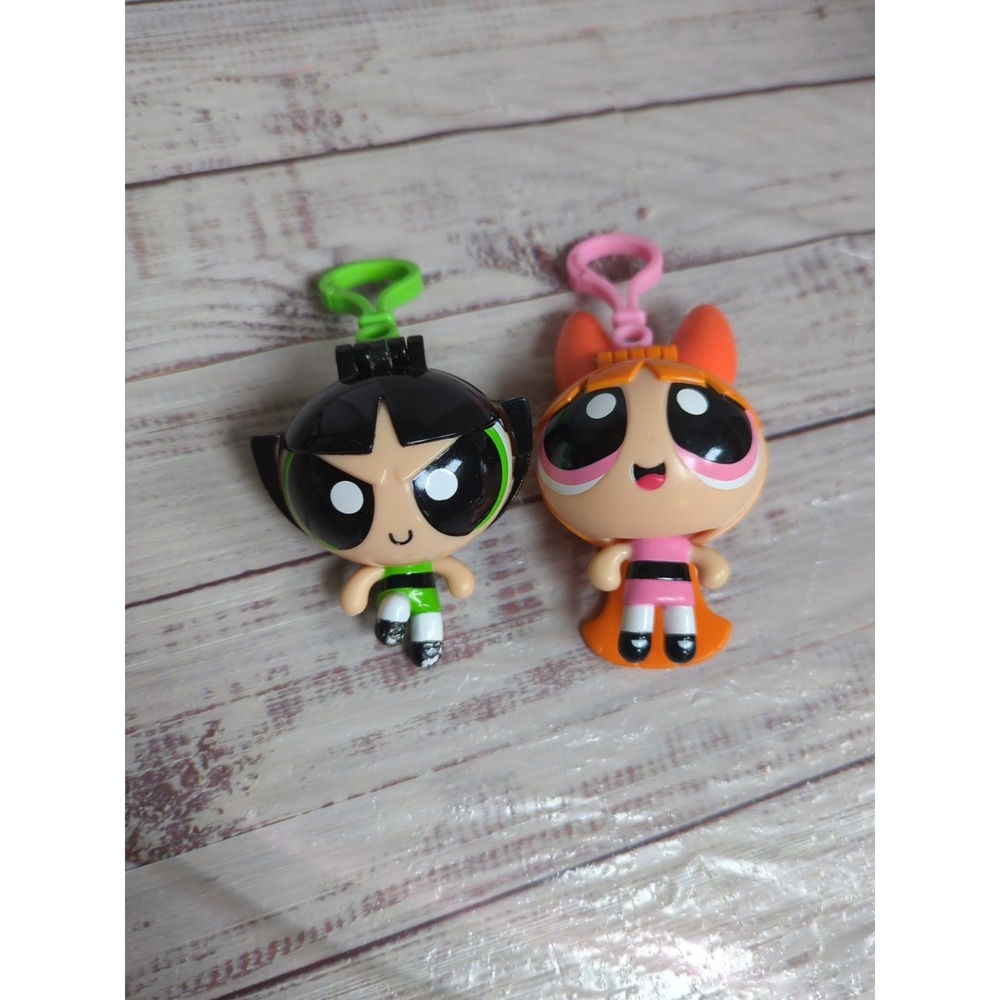 Powerpuff Flick Reveal Girls Keychains Cartoon Network Lot 2 Blossom/Buttercup